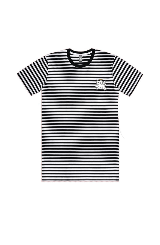 Black White Stripe Tee - OZW Lamb